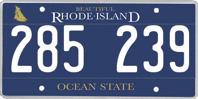 RI license plate 285239