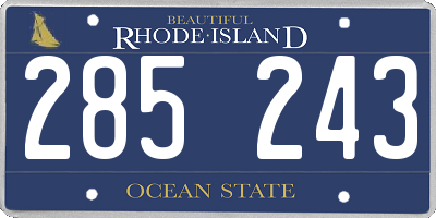 RI license plate 285243