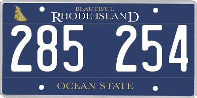 RI license plate 285254