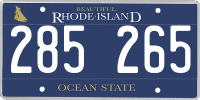 RI license plate 285265
