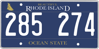 RI license plate 285274
