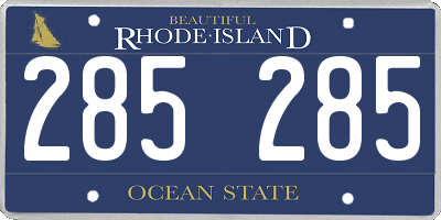 RI license plate 285285