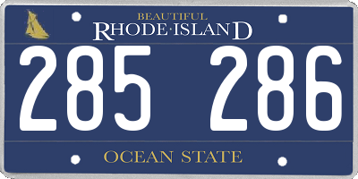 RI license plate 285286