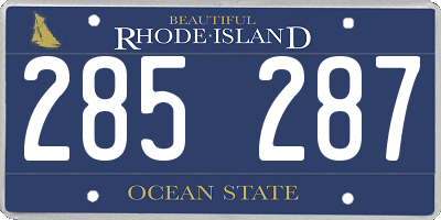 RI license plate 285287