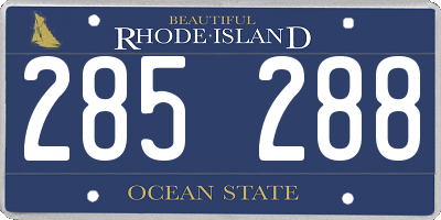 RI license plate 285288