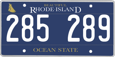 RI license plate 285289