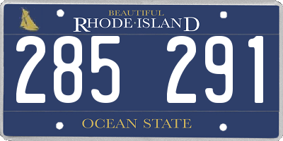 RI license plate 285291