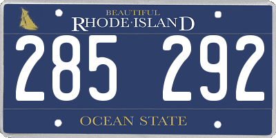 RI license plate 285292