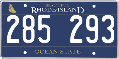 RI license plate 285293