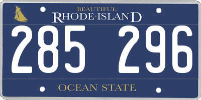 RI license plate 285296