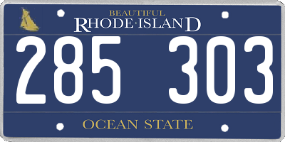 RI license plate 285303