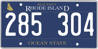 RI license plate 285304