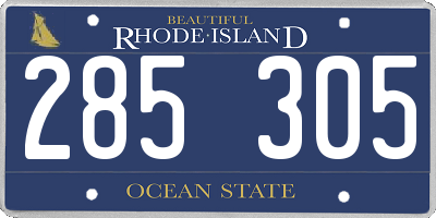 RI license plate 285305