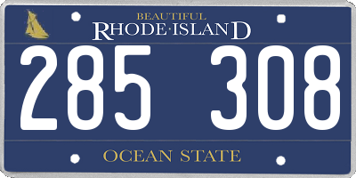 RI license plate 285308