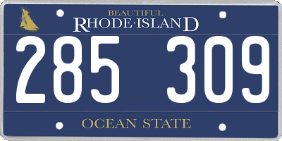 RI license plate 285309