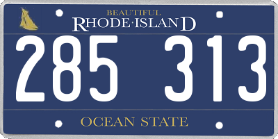 RI license plate 285313