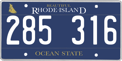 RI license plate 285316