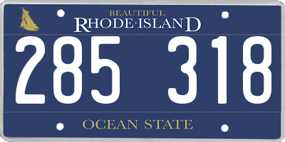 RI license plate 285318