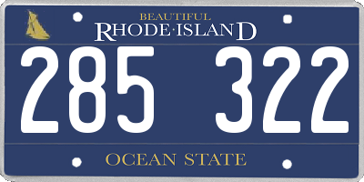 RI license plate 285322