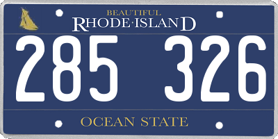 RI license plate 285326