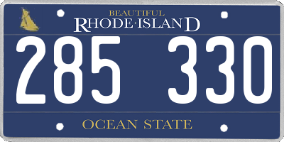 RI license plate 285330