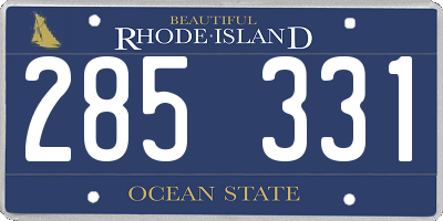 RI license plate 285331