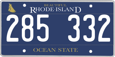 RI license plate 285332