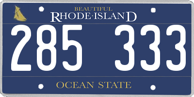 RI license plate 285333