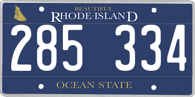 RI license plate 285334