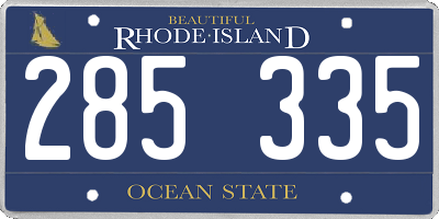 RI license plate 285335