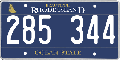 RI license plate 285344