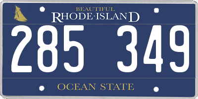 RI license plate 285349
