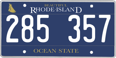 RI license plate 285357