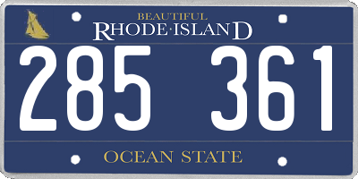 RI license plate 285361