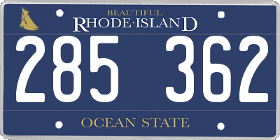 RI license plate 285362