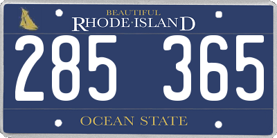 RI license plate 285365