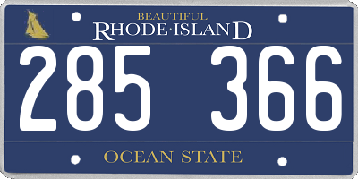 RI license plate 285366
