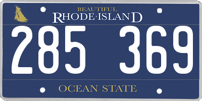 RI license plate 285369
