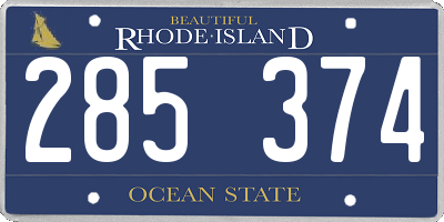 RI license plate 285374