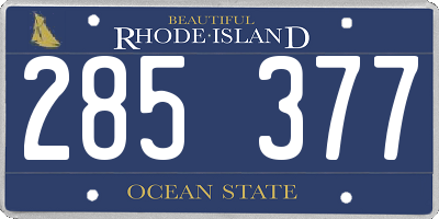 RI license plate 285377