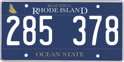 RI license plate 285378