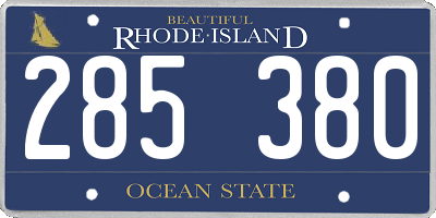 RI license plate 285380