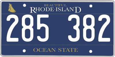 RI license plate 285382
