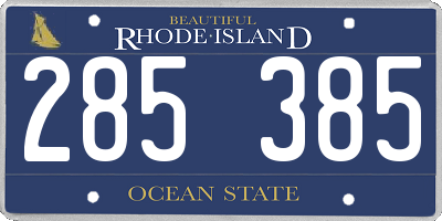 RI license plate 285385