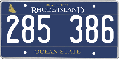 RI license plate 285386