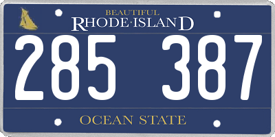 RI license plate 285387
