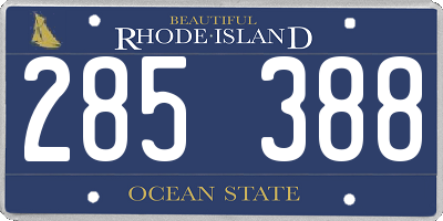 RI license plate 285388