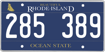 RI license plate 285389