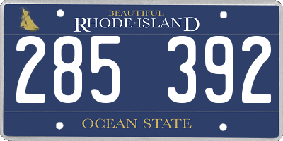 RI license plate 285392