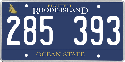 RI license plate 285393